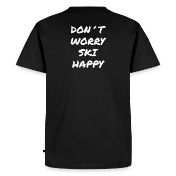 Don't Worry Ski Happy Saying - Men's Premium Organic T-Shirt - black - Back - Nico (187cm)