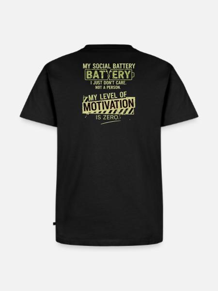 Zero Motivation Social Battery - Men's Premium Organic T-Shirt - black