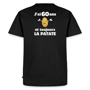 anniversaire, anniversaire 60 ans, 60 ans - T-shirt Premium bio Homme - noir - Dos - Nico (187cm)