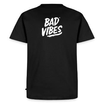 Mauvaises vibrations Blanc - T-shirt Premium bio Homme - noir - Dos - Nico (187cm)