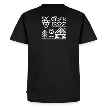 Lumière du matin au-dessus du vignoble et de la maison - T-shirt Premium bio Homme - noir - Dos - Nico (187cm)