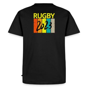 rugby, rugby sport, fan de rugby, rugby 2023 - T-shirt Premium bio Homme - noir - Dos - Nico (187cm)
