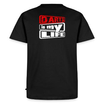 Dart, Darts c’est ma vie 2 - T-shirt Premium bio Homme - noir - Dos - Nico (187cm)
