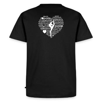 Conception de la silhouette de mots en forme de cœur pour danse au poteau - T-shirt Premium bio Homme - noir - Dos - Nico (187cm)