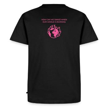 COMMENT DANSER ALORS QUE LE MONDE BRÛLE EN ROSE - T-shirt Premium bio Homme - noir - Dos - Nico (187cm)