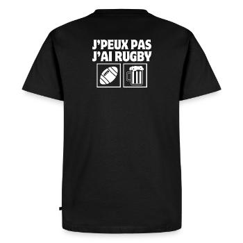 rugby, fan de rugby, rugby humour, rugby sport - T-shirt Premium bio Homme - noir - Dos - Nico (187cm)