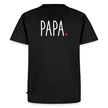 Papa coeur - Cadeau fête des pères chère famille - T-shirt Premium bio Homme - noir - Dos - Nico (187cm)
