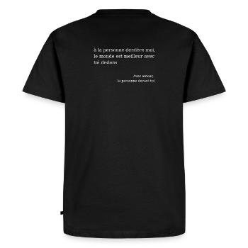 Message Bienveillant Amour Positif - T-shirt Premium bio Homme - noir - Dos - Nico (187cm)