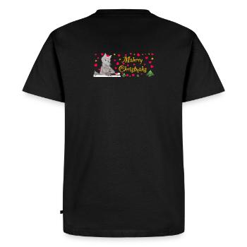 Iconic Wolf Christmas, MÄHrry Christmähs Stern - Men's Premium Organic T-Shirt - black - Back - Nico (187cm)