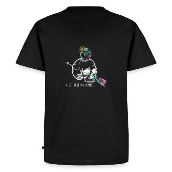 Skull Apple white - Men's Premium Organic T-Shirt - black - Back - Nico (187cm)