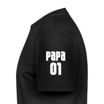 Papa numéro 01 - T-shirt Premium bio Homme - noir - Gauche - Nico (187cm)