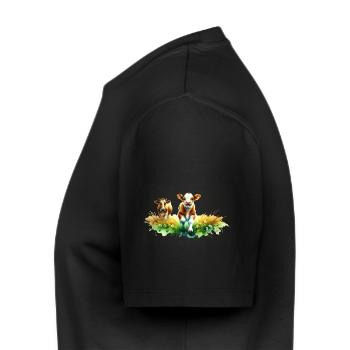 Veau joueur dans un paysage estival - T-shirt Premium bio Homme - noir - Gauche - Nico (187cm)