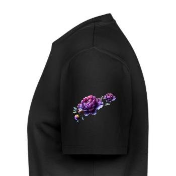 Pivoine violette au design vibrant et élégant - T-shirt Premium bio Homme - noir - Gauche - Nico (187cm)