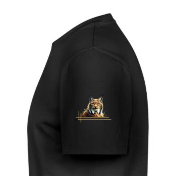 Lynx magnifique – Le chasseur silencieux de la forêt - T-shirt Premium bio Homme - noir - Gauche - Nico (187cm)