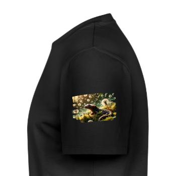 Salamandre parmi les graines de pissenlit flottantes - T-shirt Premium bio Homme - noir - Gauche - Nico (187cm)