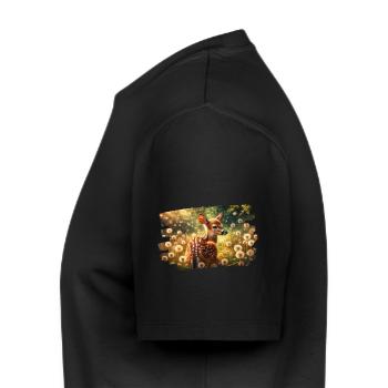Cerf dans un pré de pissenlit doré - T-shirt Premium bio Homme - noir - Gauche - Nico (187cm)