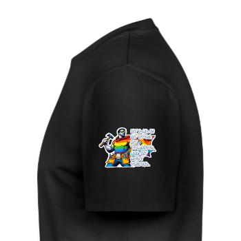 Papa – Super-héros aux couleurs de l’arc-en-ciel - T-shirt Premium bio Homme - noir - Gauche - Nico (187cm)