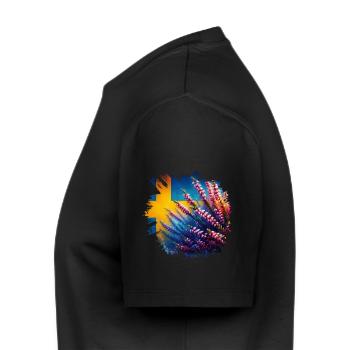 Bruyère - Västergötland Paysage Fleurs Suède - T-shirt Premium bio Homme - noir - Gauche - Nico (187cm)