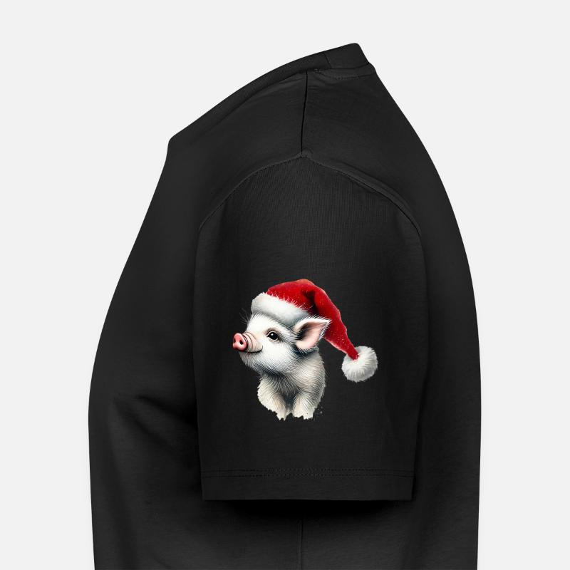 Weihnachtsferkel mit Nikolausmütze - Männer Premium Bio T-Shirt - Schwarz
