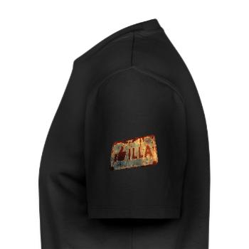 Enseigne vintage « GIlla » avec une touche rétro - T-shirt Premium bio Homme - noir - Gauche - Nico (187cm)