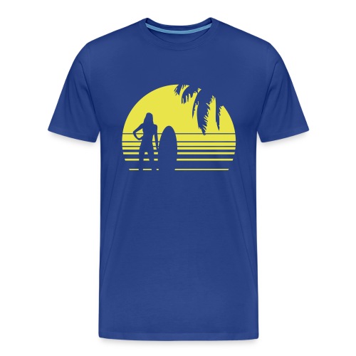 BEACH SURFING GIRL PALME 1C - Männer Premium T-Shirt