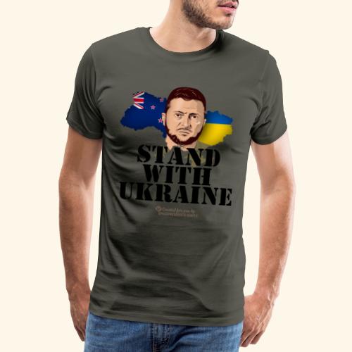 Zelensky T-Shirt Neuseeland Stand with Ukraine - Männer Premium T-Shirt