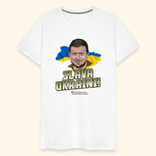 Zelensky Porträt und Slogan Ruhm der Ukraine - Männer Premium T-Shirt
