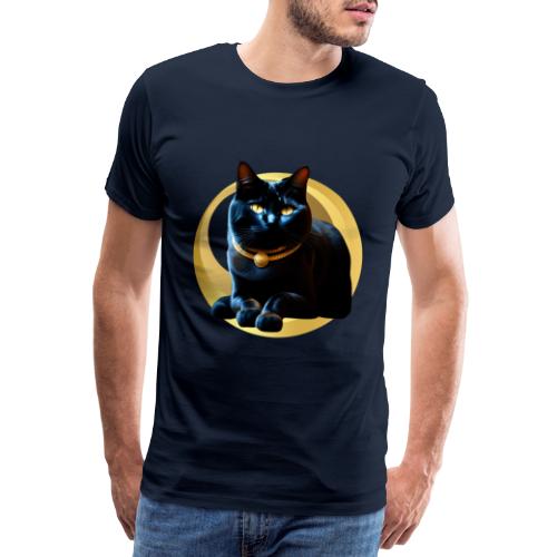 Chat noir collier doré - T-shirt Premium Homme