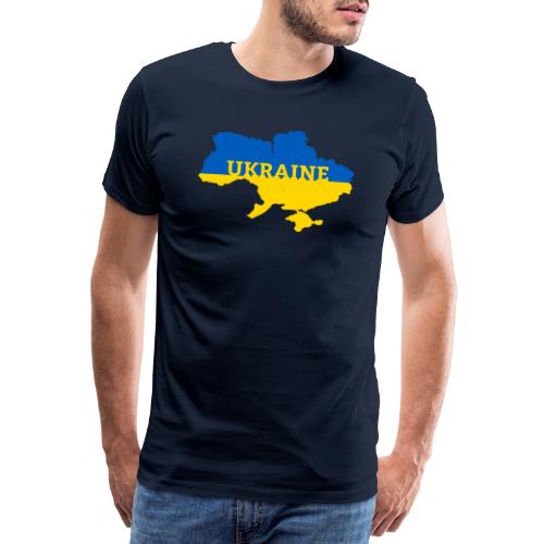 Ukraine Karte Blau Gelb Support & Solidarität - Männer Premium T-Shirt