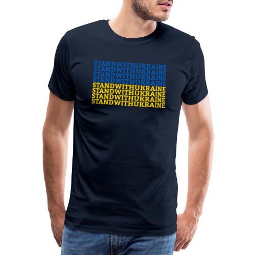 Stand with Ukraine Typografie Flagge Support - Männer Premium T-Shirt