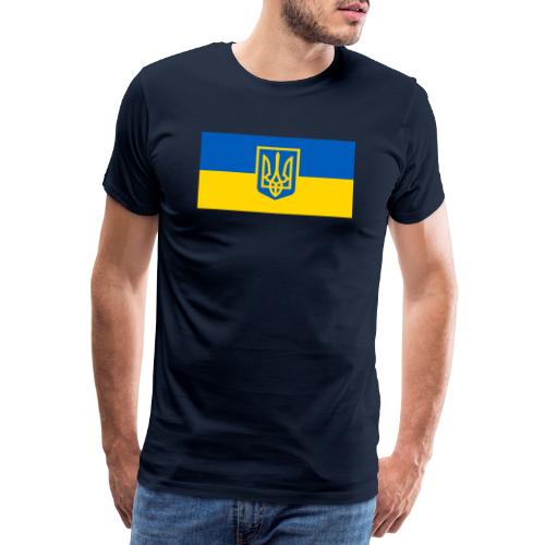 Ukraine Wappen auf Blau Gelb Flagge - Männer Premium T-Shirt