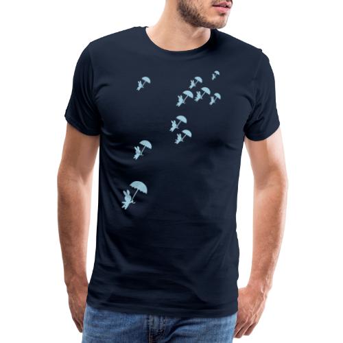 Hase Kaninchen Regenschirm Herbst fliegen Sturm - Männer Premium T-Shirt