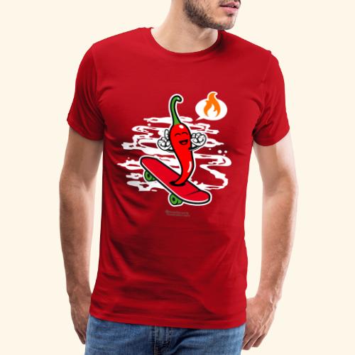 Chili Pepper Chillig auf Skateboard - Männer Premium T-Shirt