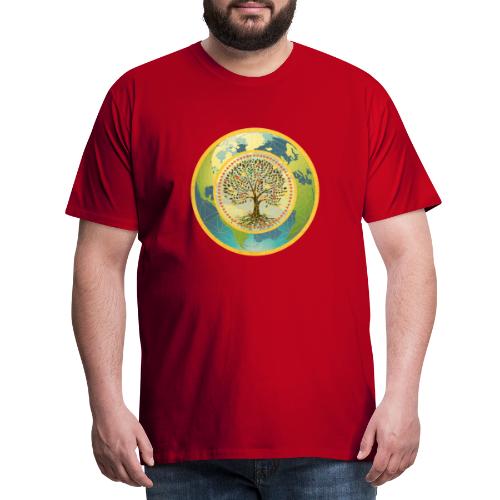Baum und Blume des Lebens auf Planet Erde Goldrand - Männer Premium T-Shirt