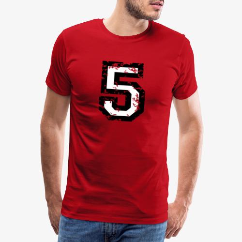 Die Zahl Fünf - Nummer 5 (zweifarbig) weiß - Männer Premium T-Shirt