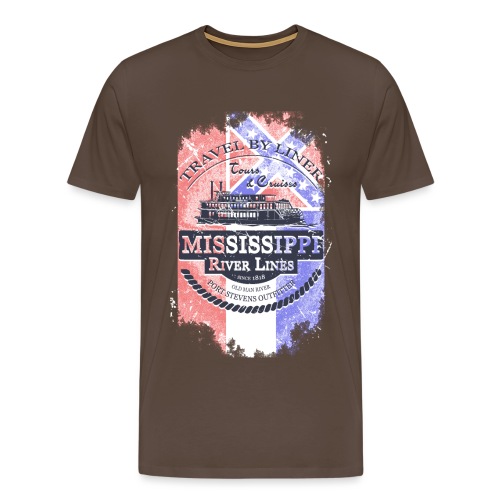 Mississippi Paddle Steamer - Vintage Flag - Männer Premium T-Shirt