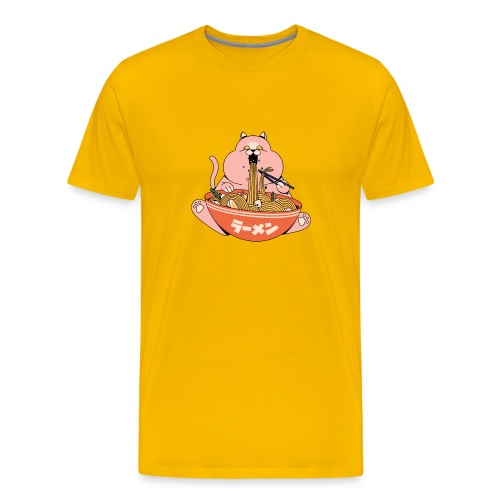 Gato comiendo ramen - Camiseta premium hombre