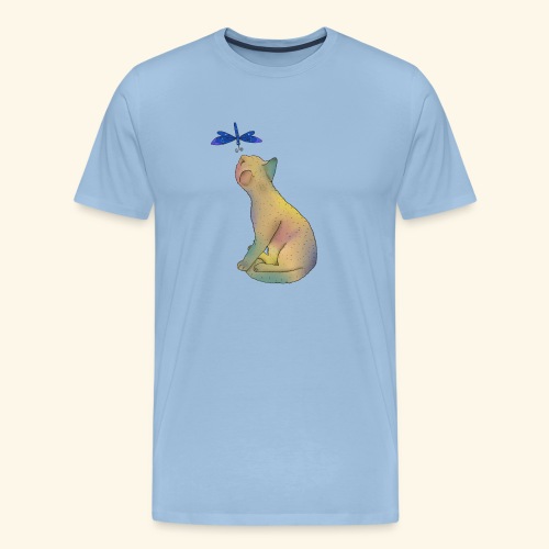 Katze mit blauer Libelle.png - Männer Premium T-Shirt