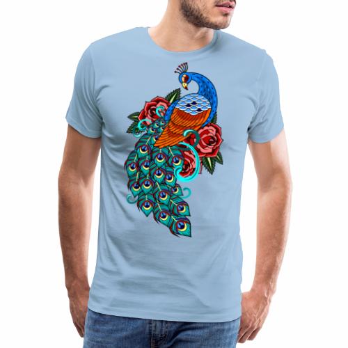 Farverig påfugl - Herre premium T-shirt