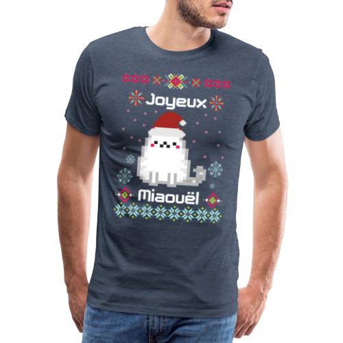 Joyeux Miaouël - Pull moche avec chat en pixelart - T-shirt Premium Homme