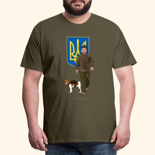 Ukraine Trysub Hund Patron und Präsident Zelensky - Männer Premium T-Shirt