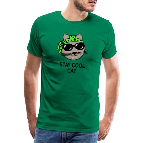 Coole Katze mit grüner Bandana - Männer Premium T-Shirt