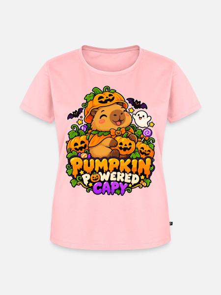 Pumpkin Powered Capybara - Frauen Premium Bio T-Shirt - Rosa