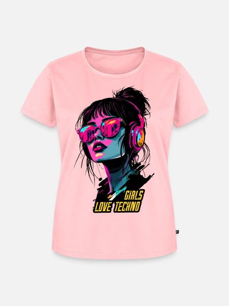 Neon Techno Mädchen Porträt - Frauen Premium Bio T-Shirt - Rosa