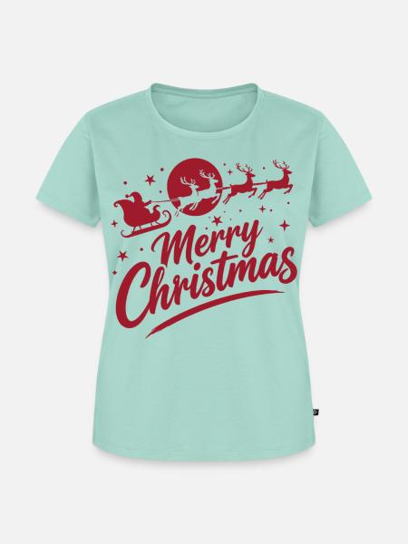 Fröhliche Weihnacht Silhouette Schlitten - Frauen Premium Bio T-Shirt - Mint 
