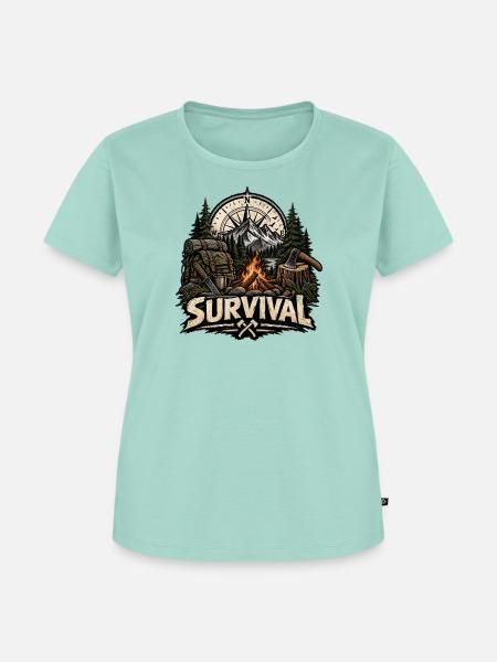 Survival Campfire Trek: Mountain Compass - Frauen Premium Bio T-Shirt - Mint