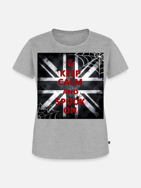 Keep Calm Spook Red - Frauen Premium Bio T-Shirt - Grau meliert