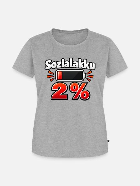Sozialakku 2 % – Batterie fast leer - Frauen Premium Bio T-Shirt - Grau meliert