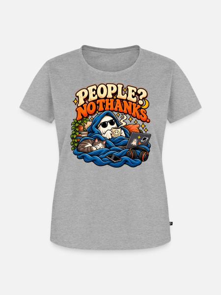 Leute? Nein, danke. | Lustiger Introvertierter - Frauen Premium Bio T-Shirt - Grau meliert