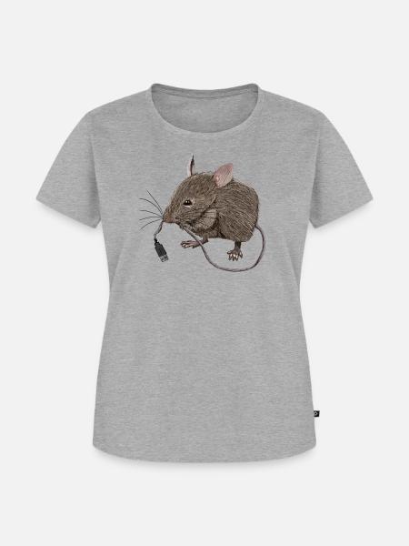 USB-Maus - Frauen Premium Bio T-Shirt - Grau meliert
